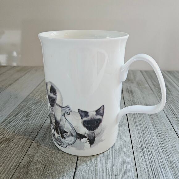 4" Lascelles Fine Bone China White Porcelain Tea Cup with Siamese Kitty - Picture 13 of 16